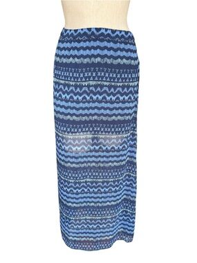 HOLLISTER Multicolor Blue Wave Sheer Side Slit Maxi Skirt Sz XS